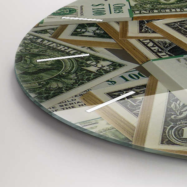 Round glass wall clock US dollars