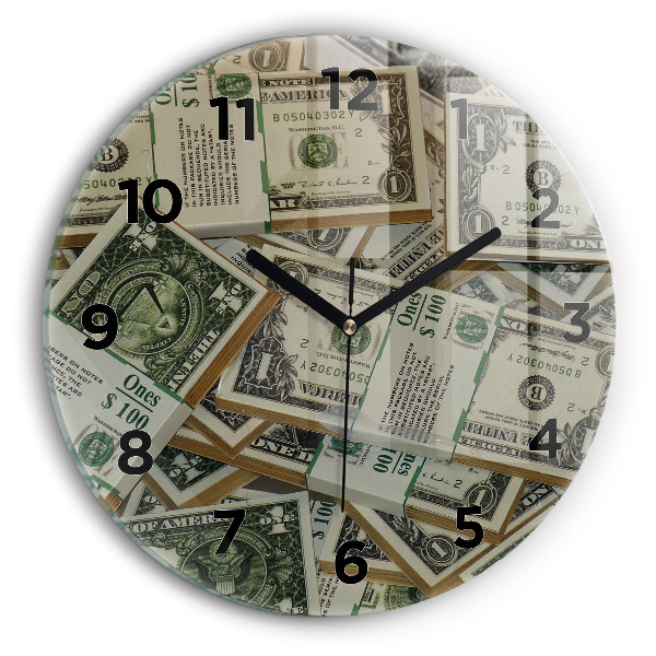 Round glass wall clock US dollars