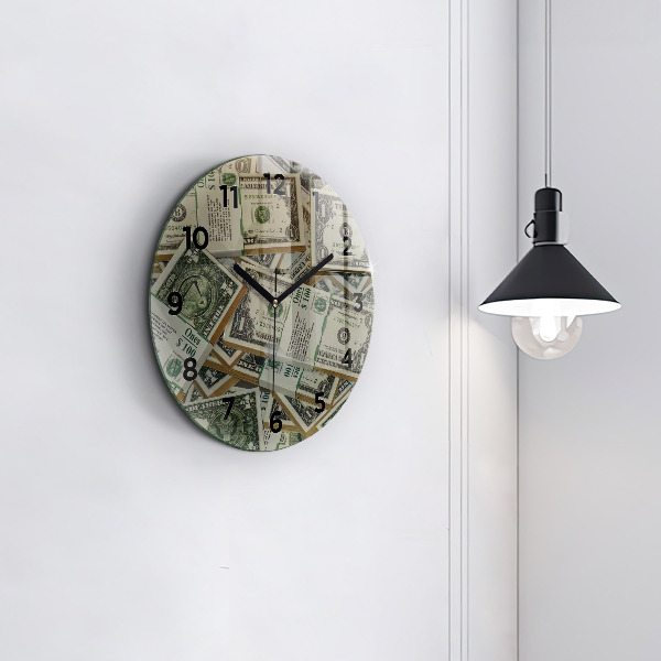 Round glass wall clock US dollars
