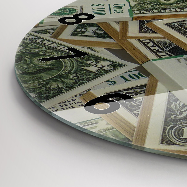 Round glass wall clock US dollars