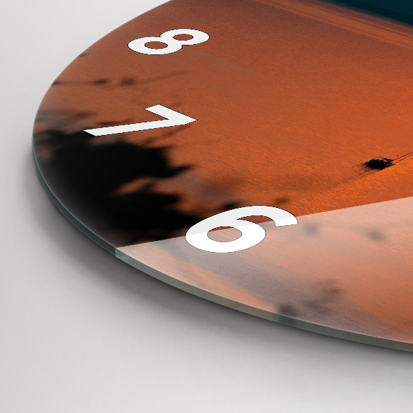 Round glass wall clock Lake Balaton in the evening