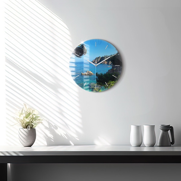 Round glass wall clock Costa Brava
