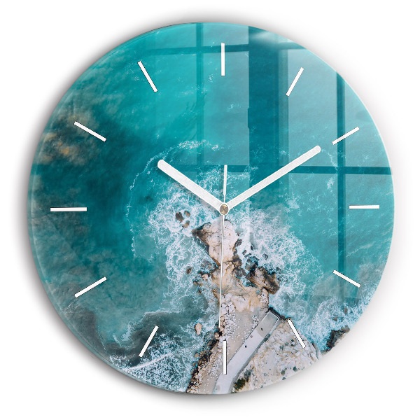 Round glass wall clock Fjords in Costa Blanca