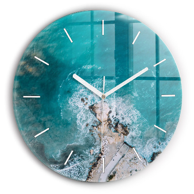 Round glass wall clock Fjords in Costa Blanca