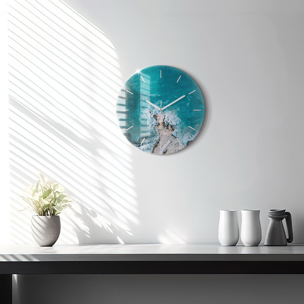 Round glass wall clock Fjords in Costa Blanca