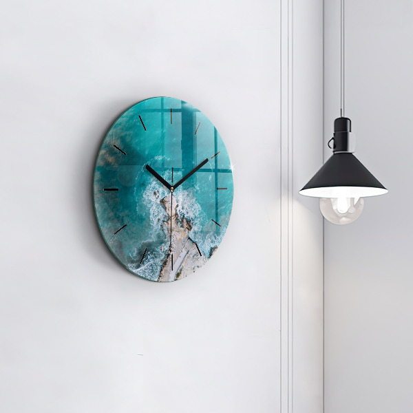 Round glass wall clock Fjords in Costa Blanca