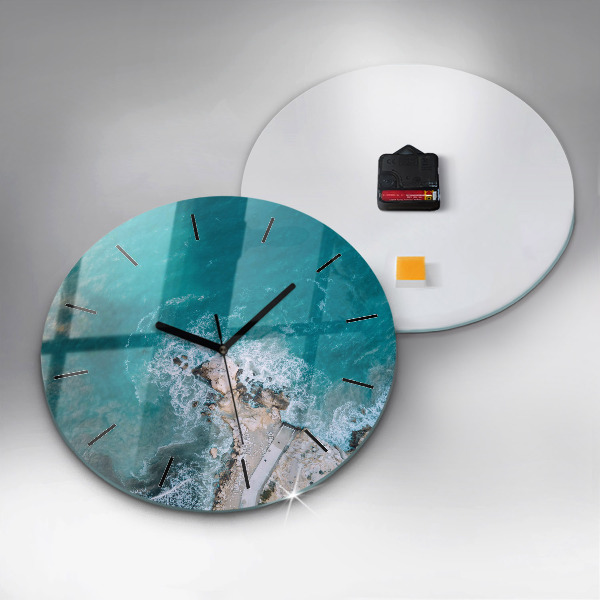 Round glass wall clock Fjords in Costa Blanca