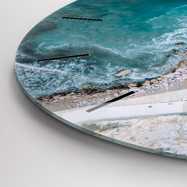Round glass wall clock Fjords in Costa Blanca