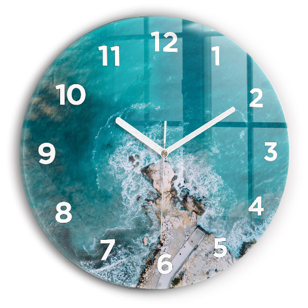 Round glass wall clock Fjords in Costa Blanca