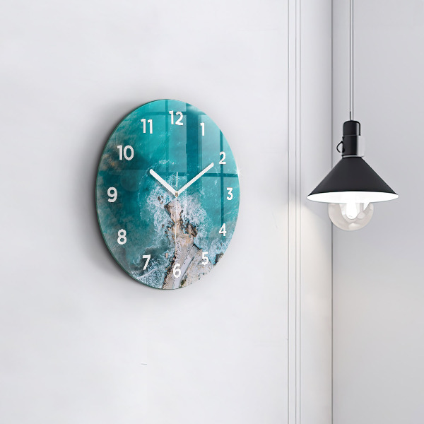 Round glass wall clock Fjords in Costa Blanca