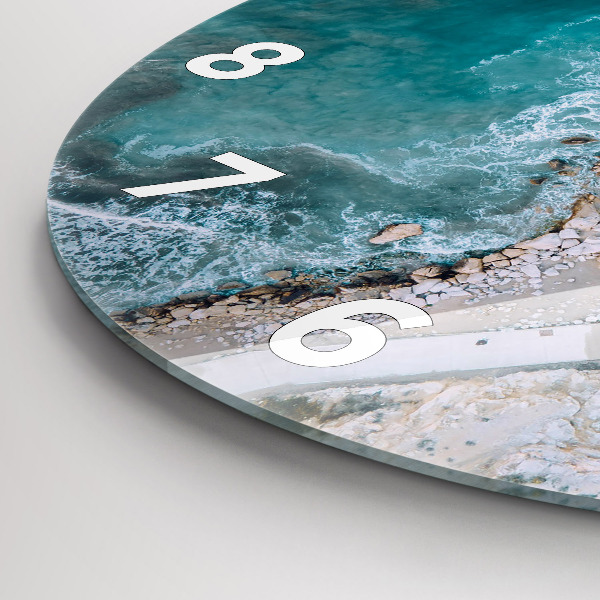 Round glass wall clock Fjords in Costa Blanca