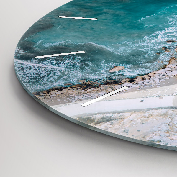 Round glass wall clock Fjords in Costa Blanca