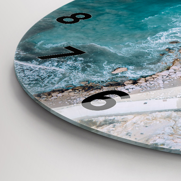 Round glass wall clock Fjords in Costa Blanca