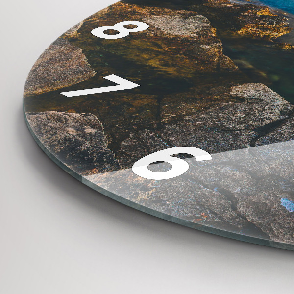 Round glass wall clock Sea landscape