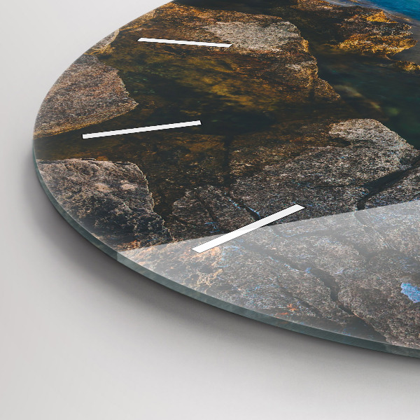 Round glass wall clock Sea landscape