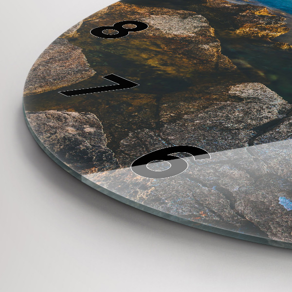 Round glass wall clock Sea landscape