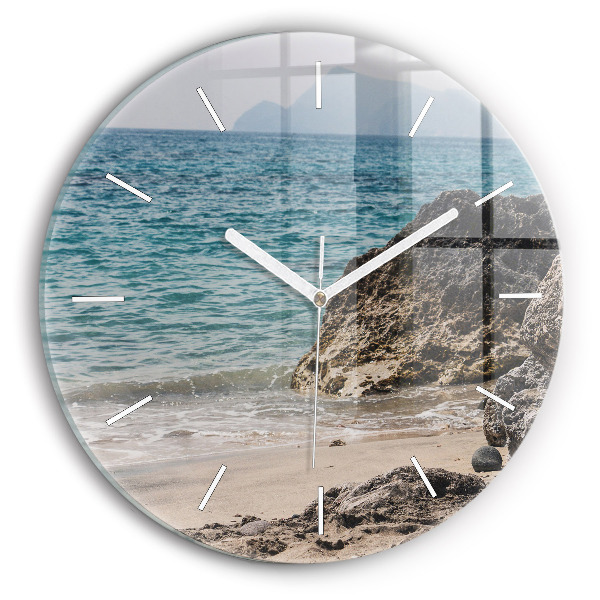 Round glass wall clock View of the Mediterranean Sea