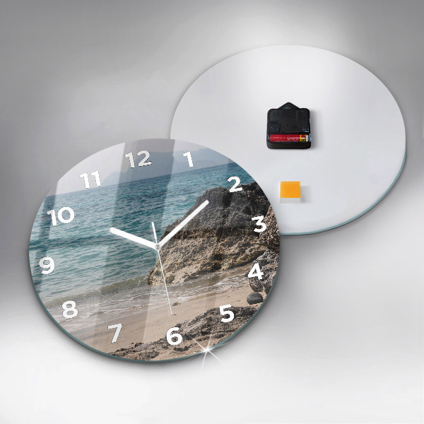 Round glass wall clock View of the Mediterranean Sea