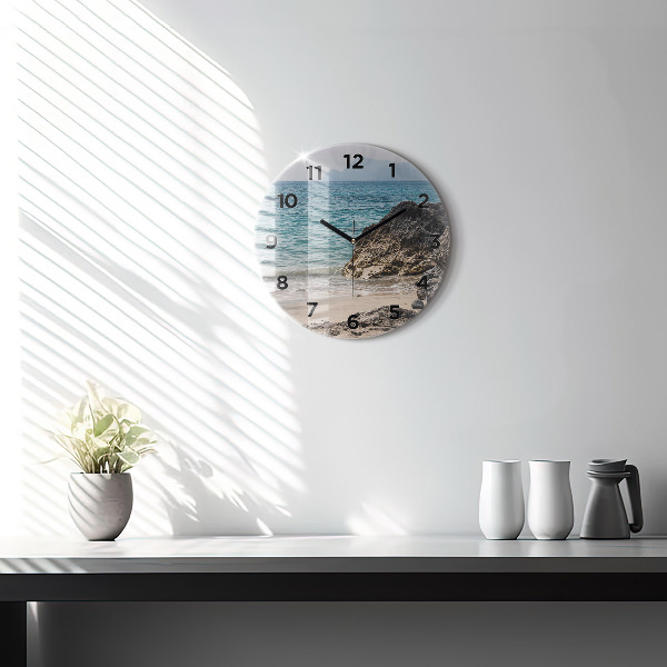 Round glass wall clock View of the Mediterranean Sea