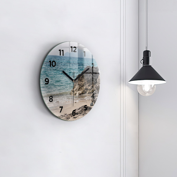 Round glass wall clock View of the Mediterranean Sea