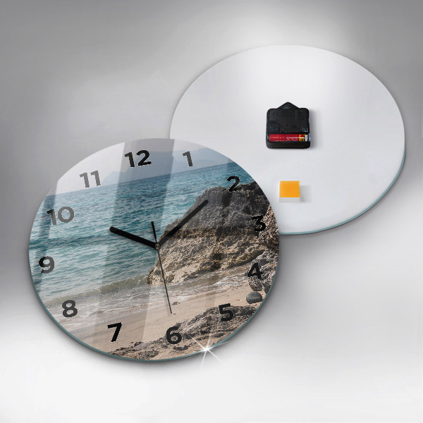 Round glass wall clock View of the Mediterranean Sea