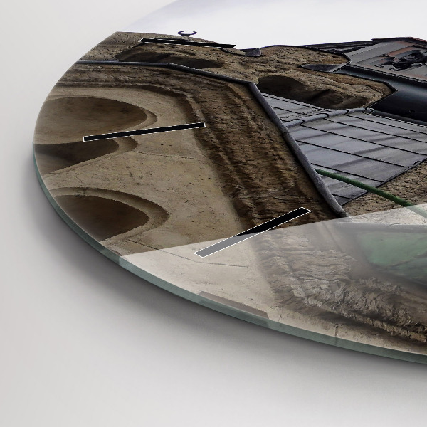 Round glass wall clock Statue of the Virgin Mary in Lyon