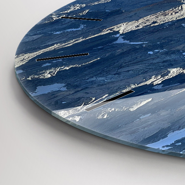 Round glass wall clock Alps Mountains in Winter