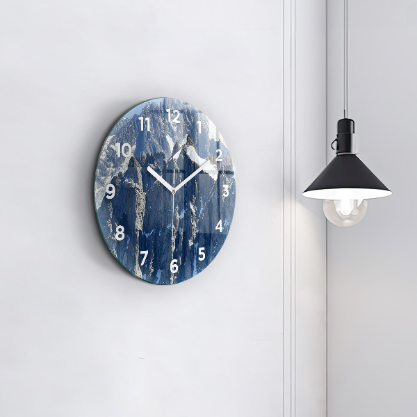 Round glass wall clock Alps Mountains in Winter
