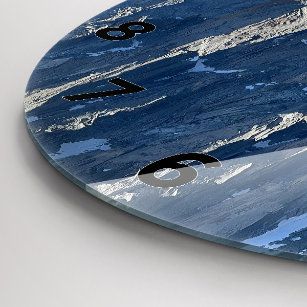 Round glass wall clock Alps Mountains in Winter