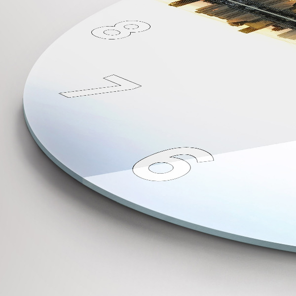 Round glass wall clock A city on the river