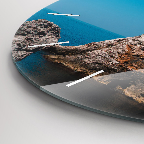 Round glass wall clock Cliffs in Dubrovnik