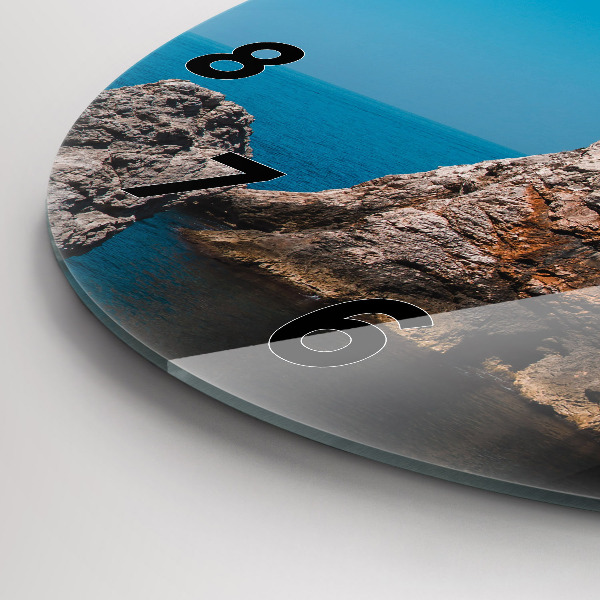 Round glass wall clock Cliffs in Dubrovnik