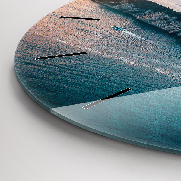 Round glass wall clock Island in Croatia