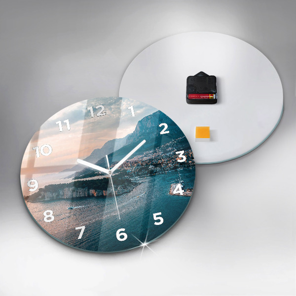 Round glass wall clock Island in Croatia
