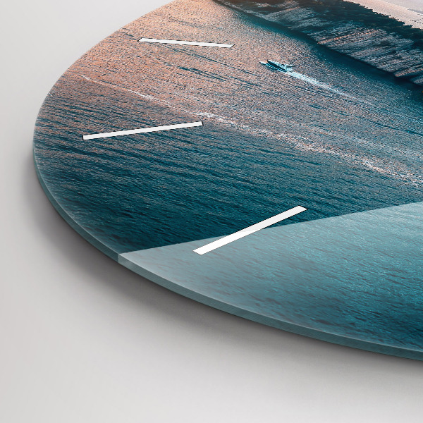 Round glass wall clock Island in Croatia