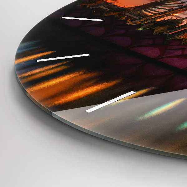 Round glass wall clock Temple in Bangkok