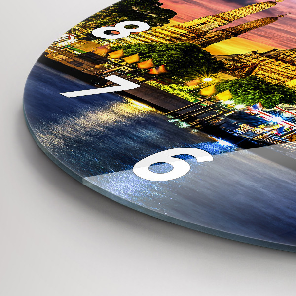 Round glass wall clock Temple in Bangkok