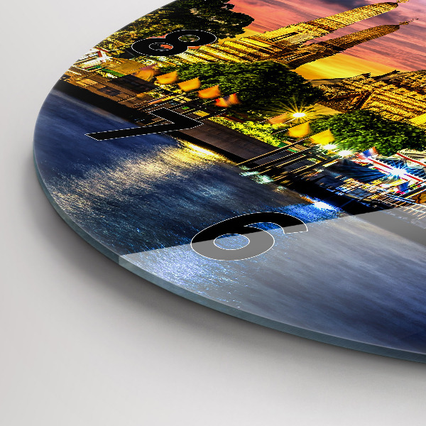 Round glass wall clock Temple in Bangkok