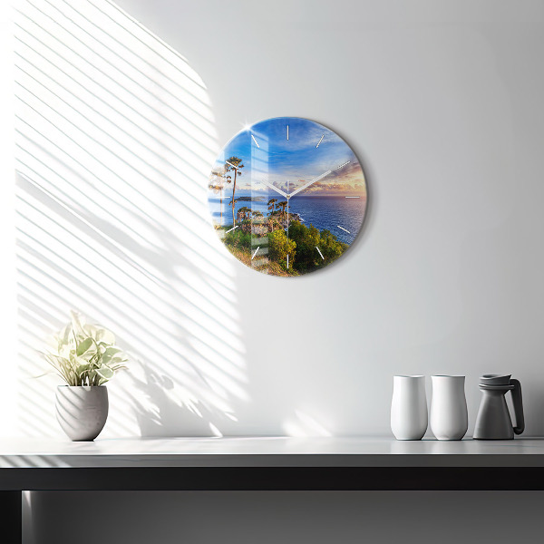 Round glass wall clock Phuket in Thailand