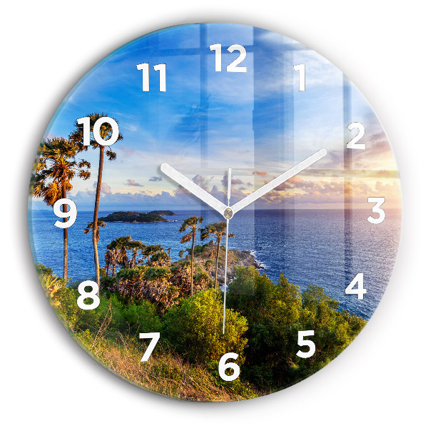 Round glass wall clock Phuket in Thailand