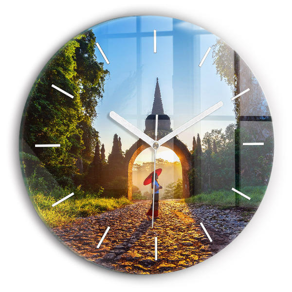 Round glass wall clock Surat Thani Park Thailand