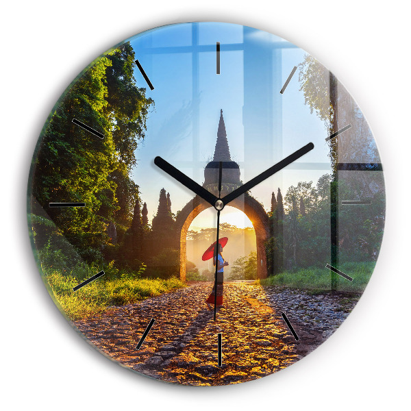 Round glass wall clock Surat Thani Park Thailand