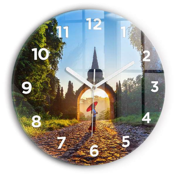 Round glass wall clock Surat Thani Park Thailand