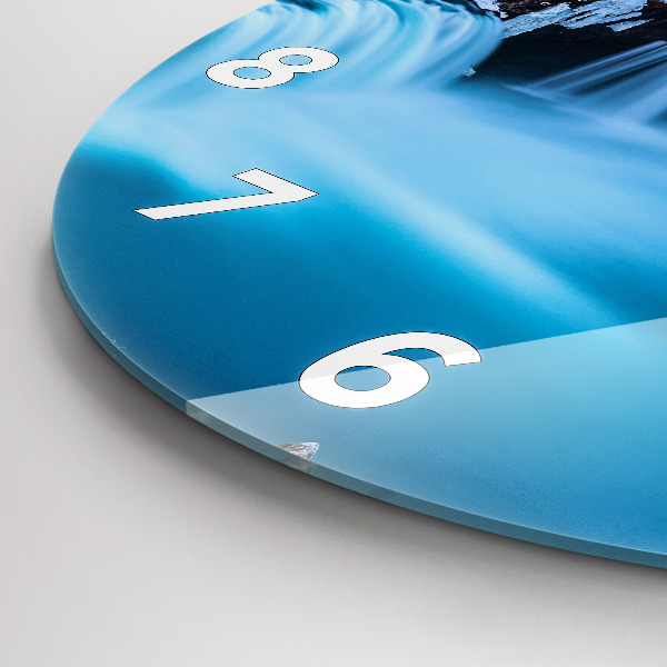 Round glass wall clock Godafoss Waterfall Iceland