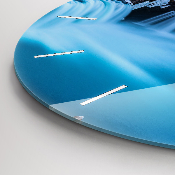 Round glass wall clock Godafoss Waterfall Iceland