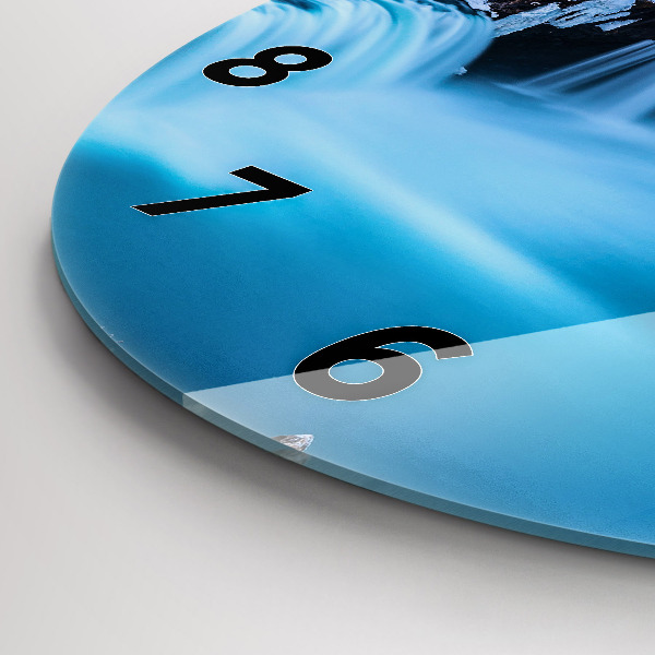 Round glass wall clock Godafoss Waterfall Iceland