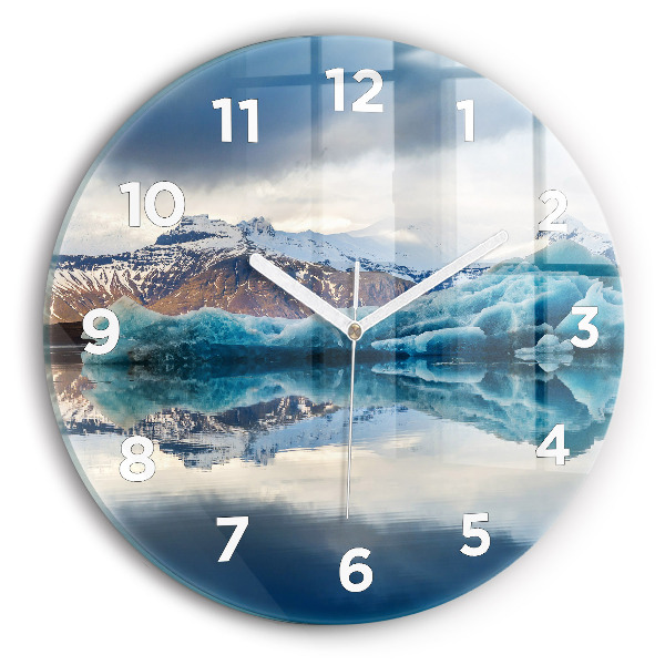 Round glass wall clock Lake Jokulsarlon Iceland
