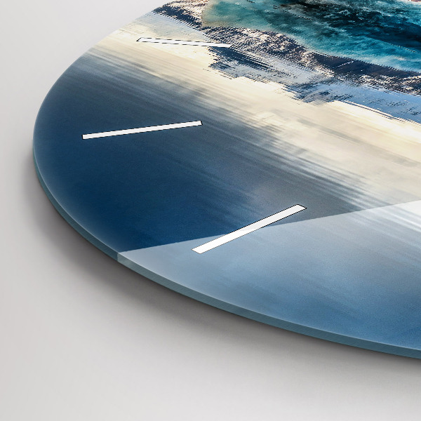 Round glass wall clock Lake Jokulsarlon Iceland