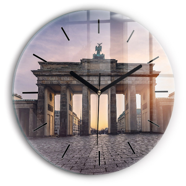 Round glass wall clock Brandenburg Gate