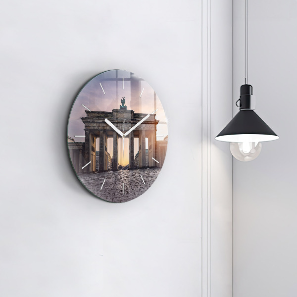 Round glass wall clock Brandenburg Gate